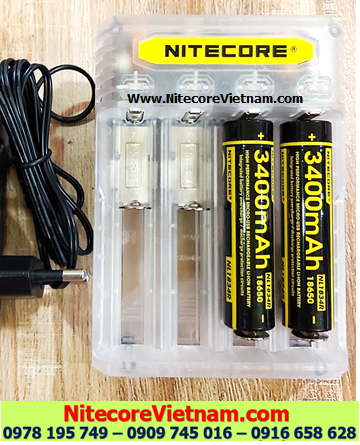 Nitecore Q4 (Bộ sạc 04 Khe Sạc kèm sẳn 02 pin SẠC 18650 NITECORE NL1834R 3400mAh lithium 3.7v) chính hãng